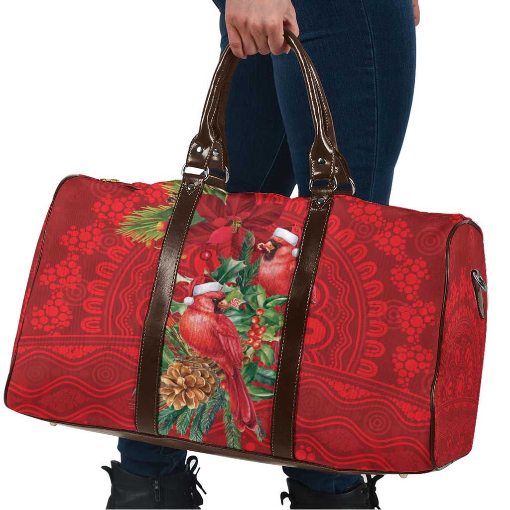 Aussie Red Cardinal Travel Bag Aboriginal Inspired Christmas - Aussie Hoodie