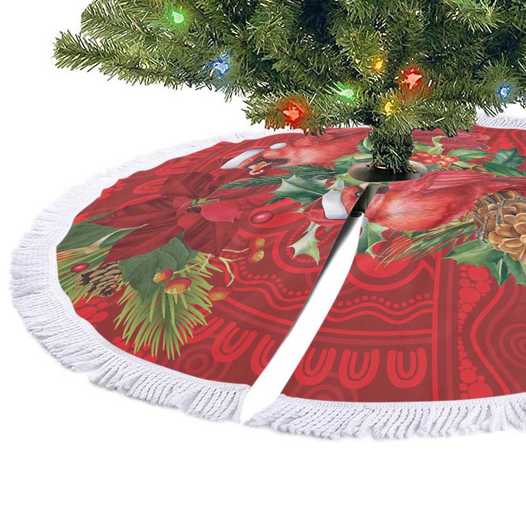 Aussie Red Cardinal Tree Skirt Aboriginal Inspired Christmas - Aussie Hoodie