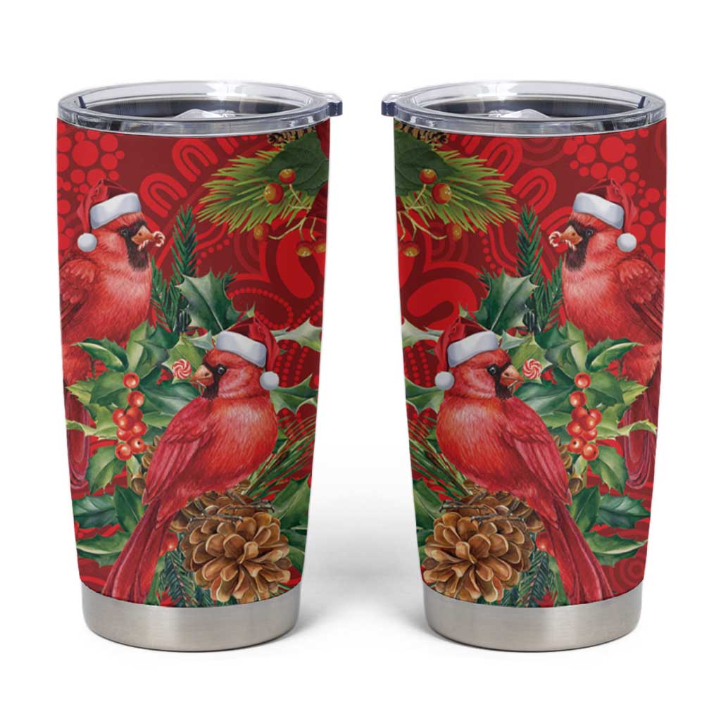 Aussie Red Cardinal Tumbler Cup Aboriginal Inspired Christmas - Aussie Hoodie