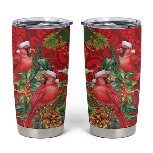 Aussie Red Cardinal Tumbler Cup Aboriginal Inspired Christmas - Aussie Hoodie