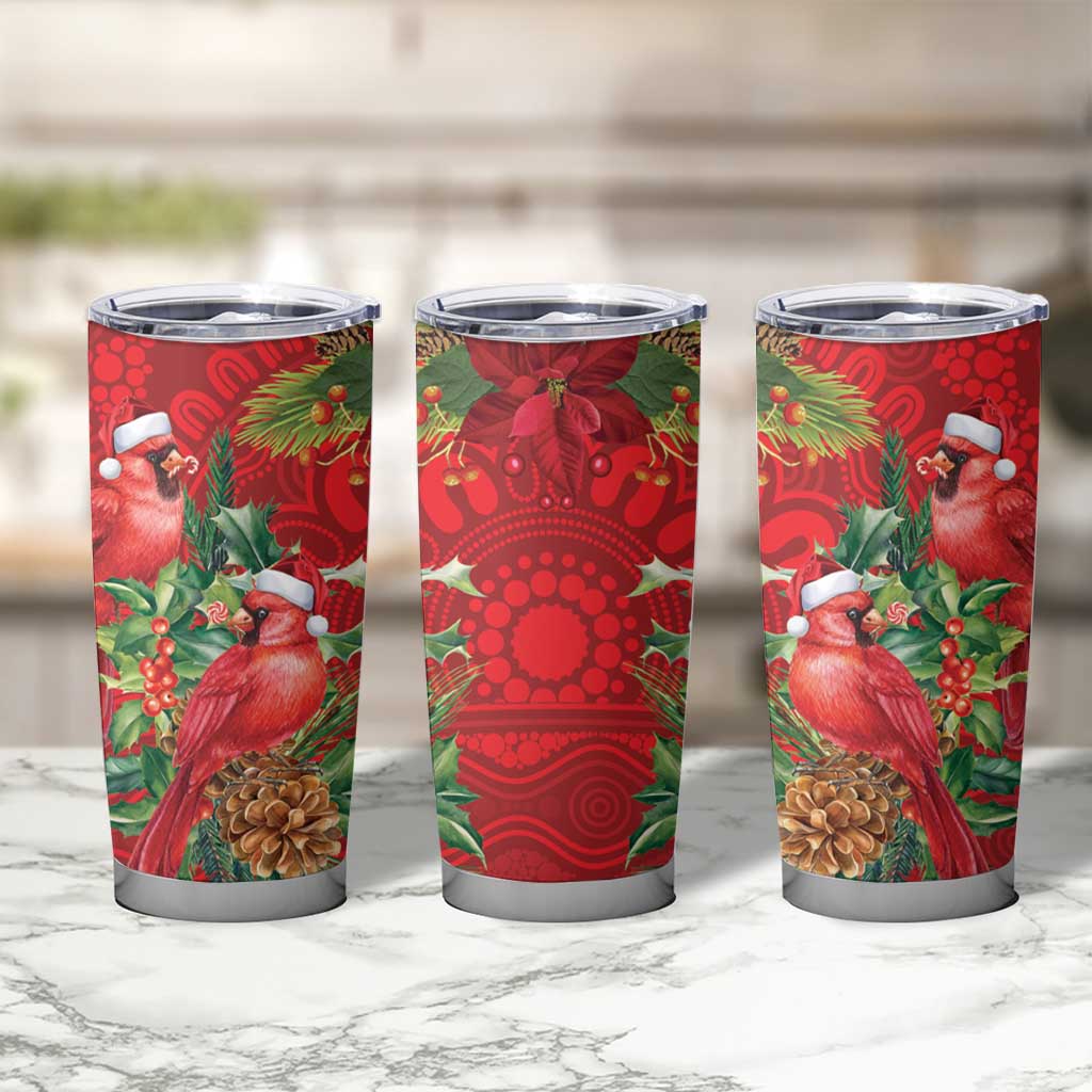 Aussie Red Cardinal Tumbler Cup Aboriginal Inspired Christmas - Aussie Hoodie