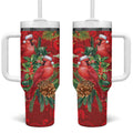 Aussie Red Cardinal Tumbler With Handle Aboriginal Inspired Christmas - Aussie Hoodie