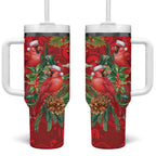 Aussie Red Cardinal Tumbler With Handle Aboriginal Inspired Christmas - Aussie Hoodie