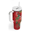 Aussie Red Cardinal Tumbler With Handle Aboriginal Inspired Christmas - Aussie Hoodie