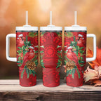 Aussie Red Cardinal Tumbler With Handle Aboriginal Inspired Christmas - Aussie Hoodie