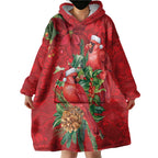 Aussie Red Cardinal Wearable Blanket Hoodie Aboriginal Inspired Christmas - Aussie Hoodie