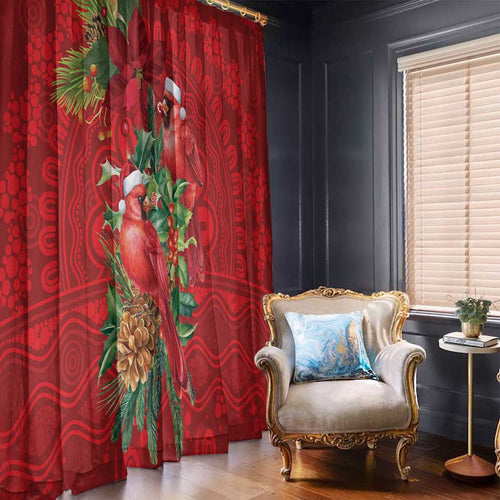 Aussie Red Cardinal Window Curtain Aboriginal Inspired Christmas - Aussie Hoodie