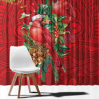 Aussie Red Cardinal Window Curtain Aboriginal Inspired Christmas - Aussie Hoodie