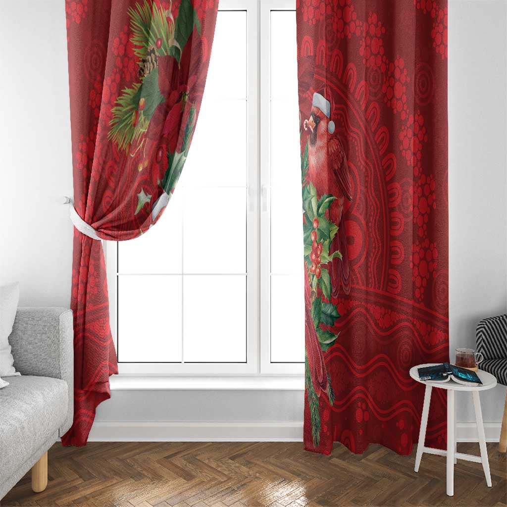 Aussie Red Cardinal Window Curtain Aboriginal Inspired Christmas - Aussie Hoodie