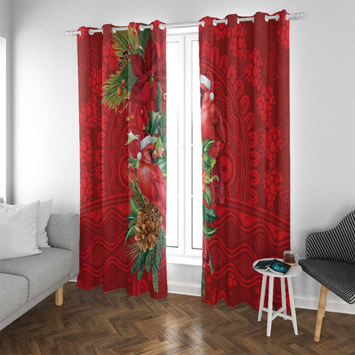 Aussie Red Cardinal Window Curtain Aboriginal Inspired Christmas - Aussie Hoodie