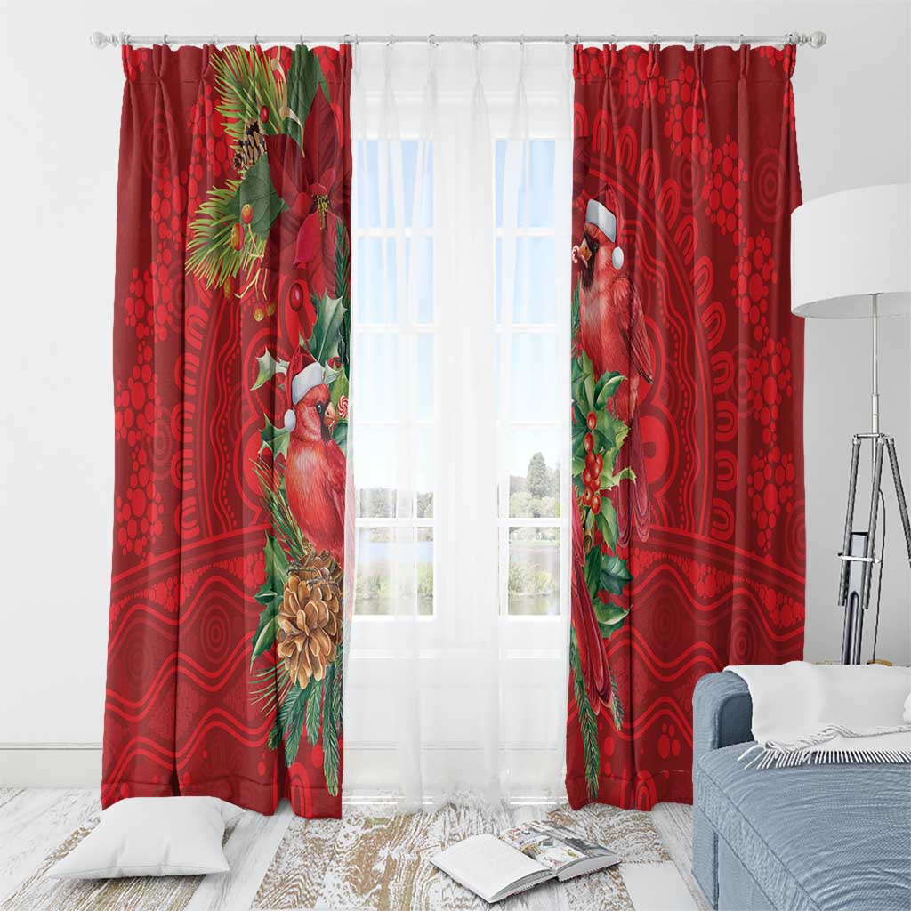 Aussie Red Cardinal Window Curtain Aboriginal Inspired Christmas - Aussie Hoodie