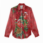 Aussie Red Cardinal Women Casual Shirt Aboriginal Inspired Christmas - Aussie Hoodie