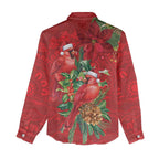 Aussie Red Cardinal Women Casual Shirt Aboriginal Inspired Christmas - Aussie Hoodie