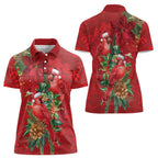 Aussie Red Cardinal Women Polo Shirt Aboriginal Inspired Christmas - Aussie Hoodie