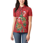 Aussie Red Cardinal Women Polo Shirt Aboriginal Inspired Christmas - Aussie Hoodie