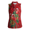 Aussie Red Cardinal Women Sleeveless Polo Shirt Aboriginal Inspired Christmas - Aussie Hoodie