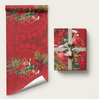 Aussie Red Cardinal Wrapping Paper Aboriginal Inspired Christmas - Aussie Hoodie