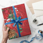 Aussie Red Cardinal Wrapping Paper Aboriginal Inspired Christmas - Aussie Hoodie
