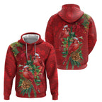 Aussie Red Cardinal Zip Hoodie Aboriginal Inspired Christmas - Aussie Hoodie