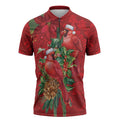 Aussie Red Cardinal Zipper Polo Shirt Aboriginal Inspired Christmas - Aussie Hoodie