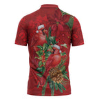 Aussie Red Cardinal Zipper Polo Shirt Aboriginal Inspired Christmas - Aussie Hoodie