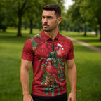 Aussie Red Cardinal Zipper Polo Shirt Aboriginal Inspired Christmas - Aussie Hoodie