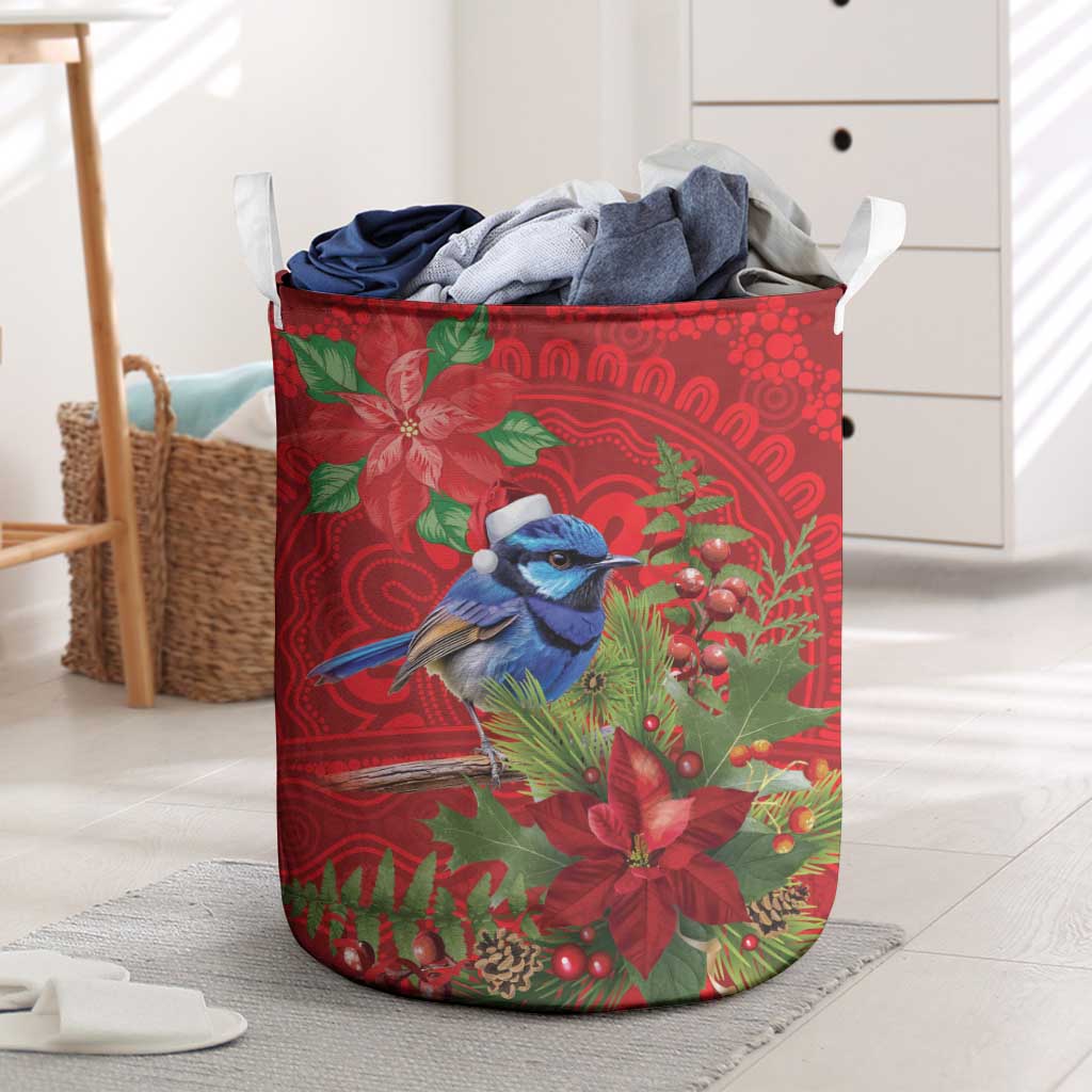 Aussie Superb Fairywren Bird Laundry Basket Aboriginal Inspired Christmas - Aussie Hoodie