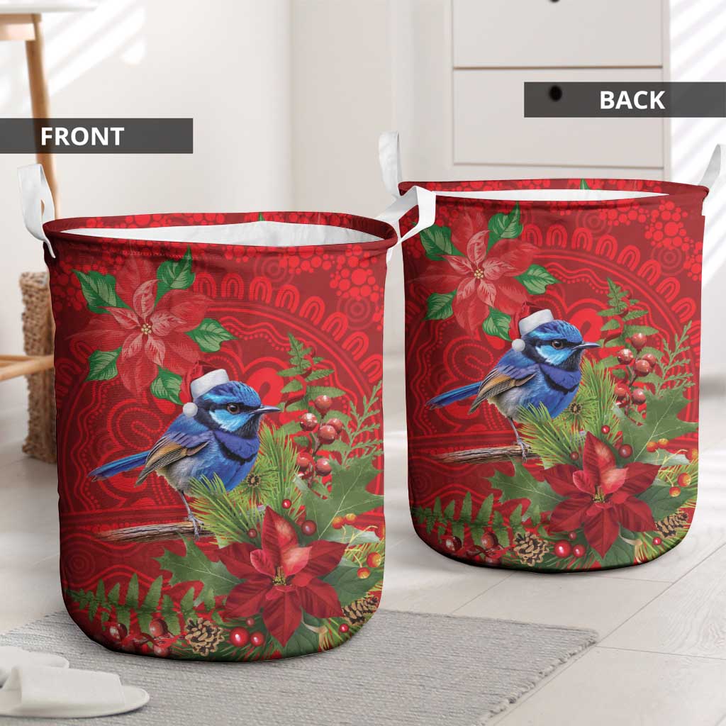 Aussie Superb Fairywren Bird Laundry Basket Aboriginal Inspired Christmas - Aussie Hoodie