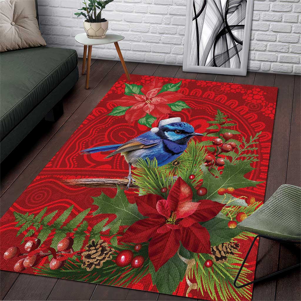 Aussie Superb Fairywren Bird Area Rug Aboriginal Inspired Christmas - Aussie Hoodie