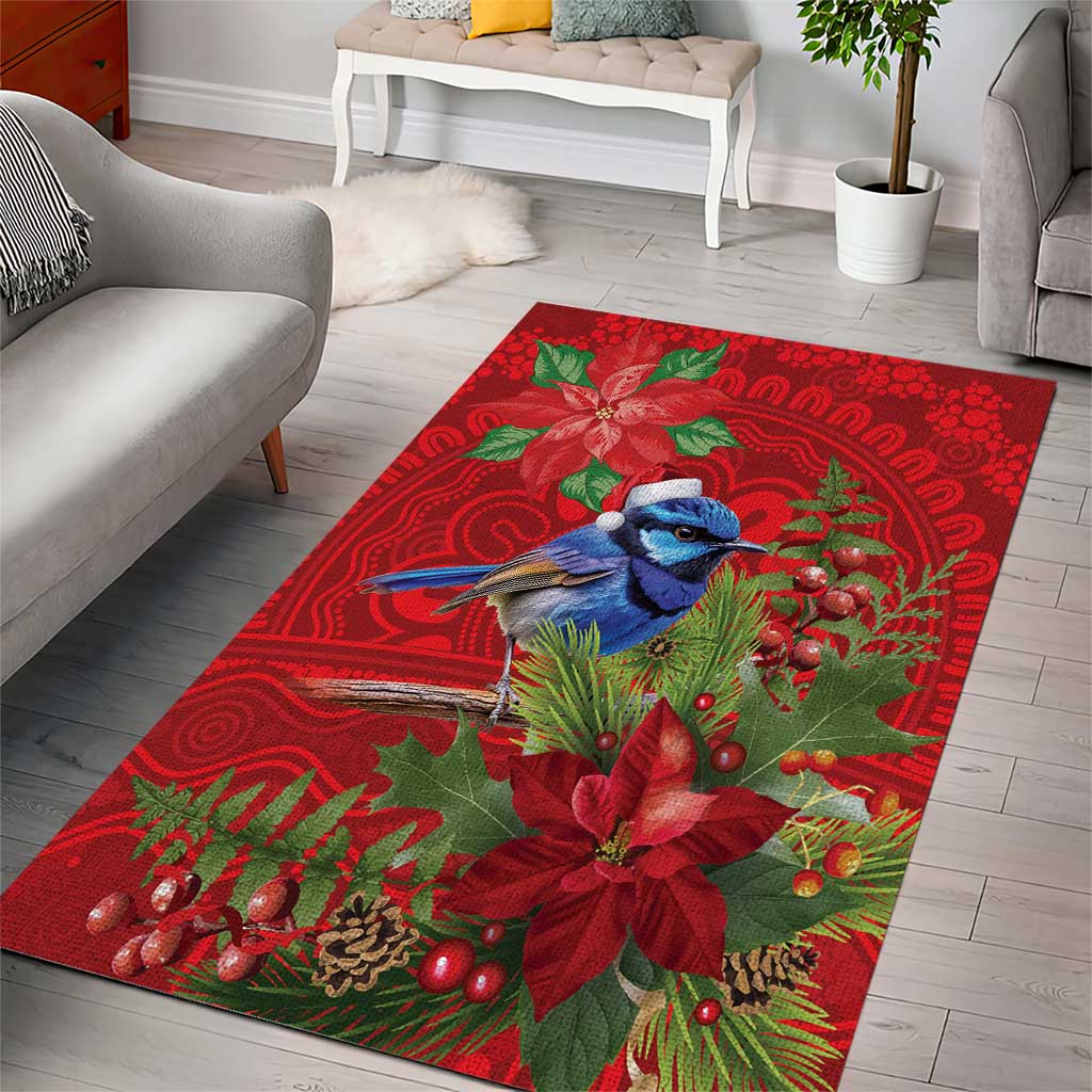 Aussie Superb Fairywren Bird Area Rug Aboriginal Inspired Christmas - Aussie Hoodie