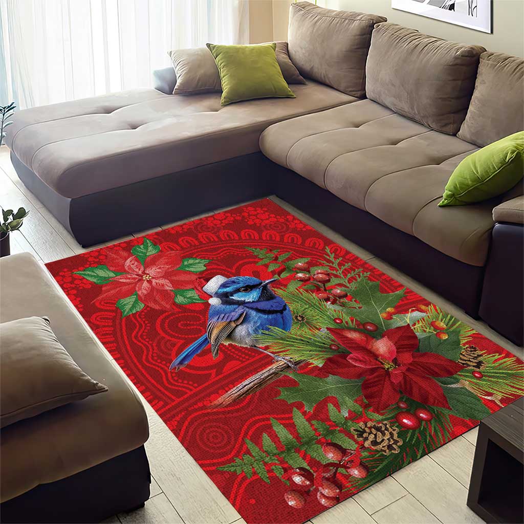 Aussie Superb Fairywren Bird Area Rug Aboriginal Inspired Christmas - Aussie Hoodie