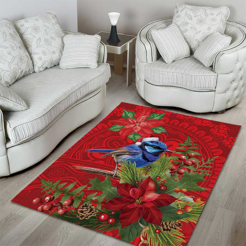 Aussie Superb Fairywren Bird Area Rug Aboriginal Inspired Christmas - Aussie Hoodie