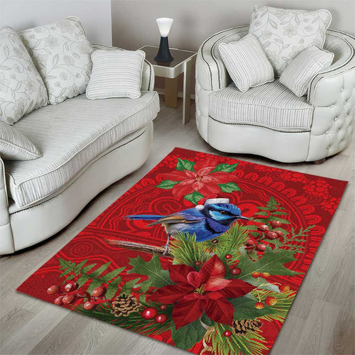 Aussie Superb Fairywren Bird Area Rug Aboriginal Inspired Christmas - Aussie Hoodie