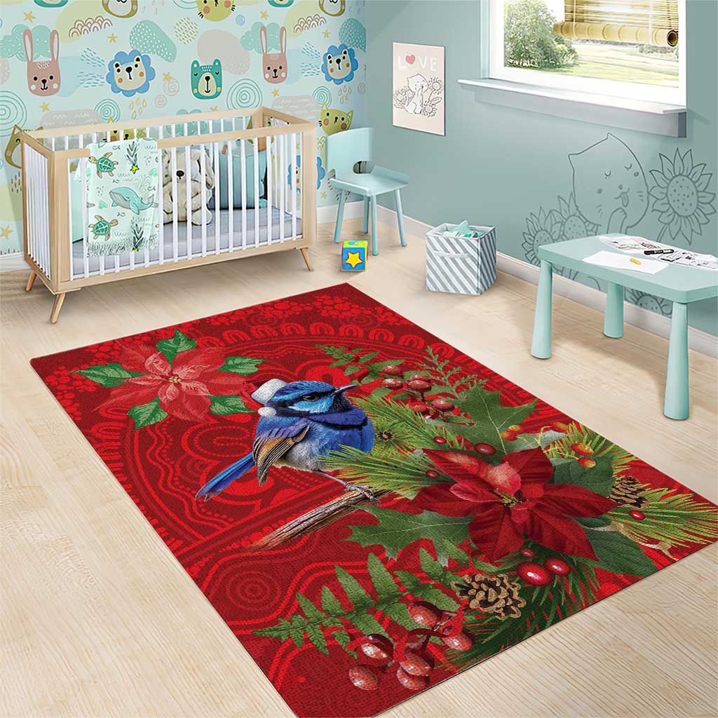 Aussie Superb Fairywren Bird Area Rug Aboriginal Inspired Christmas - Aussie Hoodie