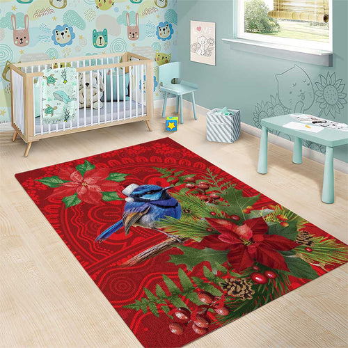 Aussie Superb Fairywren Bird Area Rug Aboriginal Inspired Christmas - Aussie Hoodie