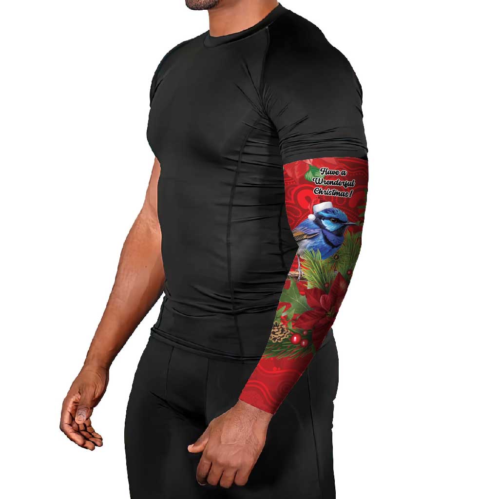 Aussie Superb Fairywren Bird Arm Sleeves Aboriginal Inspired Christmas - Aussie Hoodie