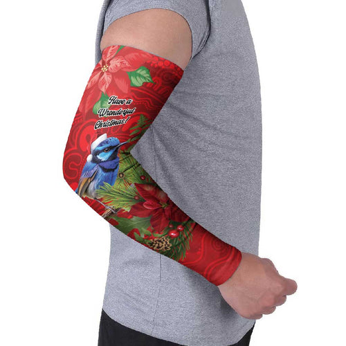 Aussie Superb Fairywren Bird Arm Sleeves Aboriginal Inspired Christmas - Aussie Hoodie
