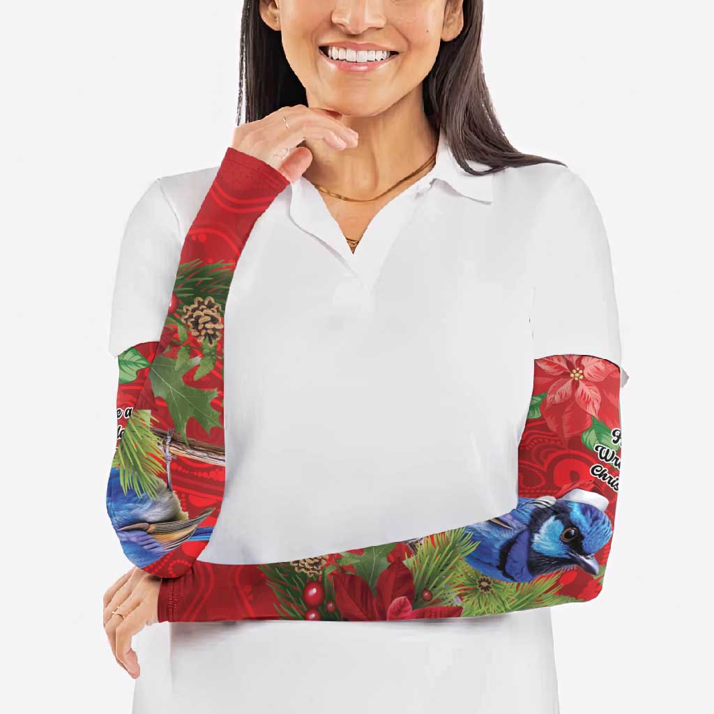 Aussie Superb Fairywren Bird Arm Sleeves Aboriginal Inspired Christmas - Aussie Hoodie