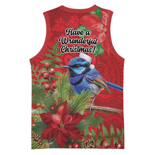 Aussie Superb Fairywren Bird Basketball Jersey Aboriginal Inspired Christmas - Aussie Hoodie