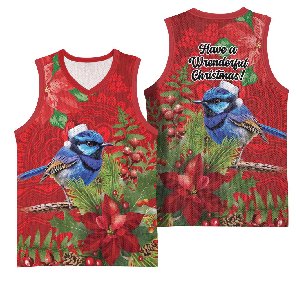 Aussie Superb Fairywren Bird Basketball Jersey Aboriginal Inspired Christmas - Aussie Hoodie