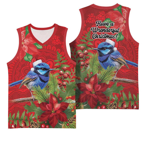 Aussie Superb Fairywren Bird Basketball Jersey Aboriginal Inspired Christmas - Aussie Hoodie