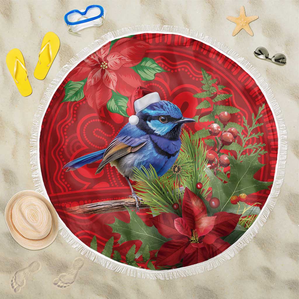 Aussie Superb Fairywren Bird Beach Blanket Aboriginal Inspired Christmas - Aussie Hoodie