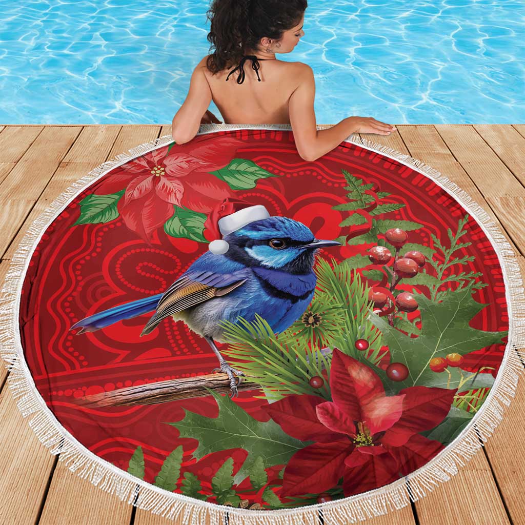 Aussie Superb Fairywren Bird Beach Blanket Aboriginal Inspired Christmas - Aussie Hoodie