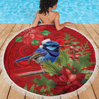 Aussie Superb Fairywren Bird Beach Blanket Aboriginal Inspired Christmas - Aussie Hoodie