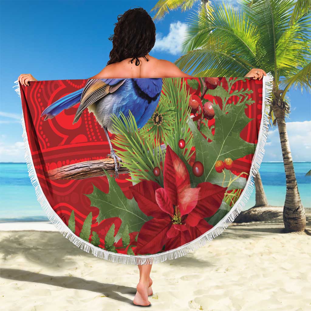 Aussie Superb Fairywren Bird Beach Blanket Aboriginal Inspired Christmas - Aussie Hoodie