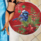 Aussie Superb Fairywren Bird Beach Blanket Aboriginal Inspired Christmas - Aussie Hoodie
