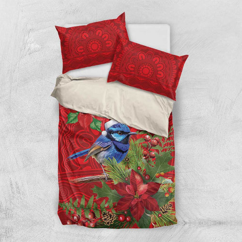Aussie Superb Fairywren Bird Bedding Set Aboriginal Inspired Christmas - Aussie Hoodie