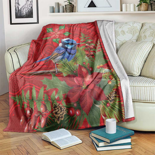 Aussie Superb Fairywren Bird Blanket Aboriginal Inspired Christmas - Aussie Hoodie