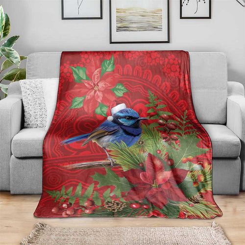 Aussie Superb Fairywren Bird Blanket Aboriginal Inspired Christmas - Aussie Hoodie