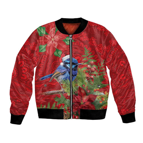 Aussie Superb Fairywren Bird Bomber Jacket Aboriginal Inspired Christmas - Aussie Hoodie